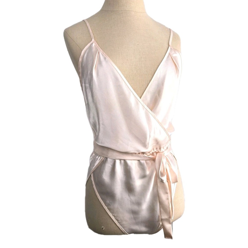 Victoria's Secret Vtg Pink Satin Teddy Romper Size S Made In USA Lingerie